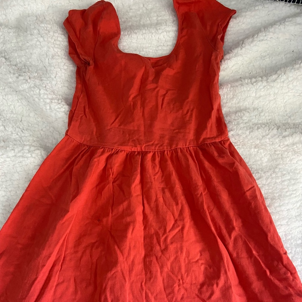 Orange dress from target (will wash clothes to get them fresh & wrinkles out)!